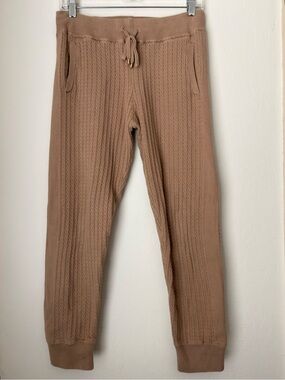 Lauren Ralph Lauren Cable Knit Jogger Size Small Camel Athleisure Preppy Travel